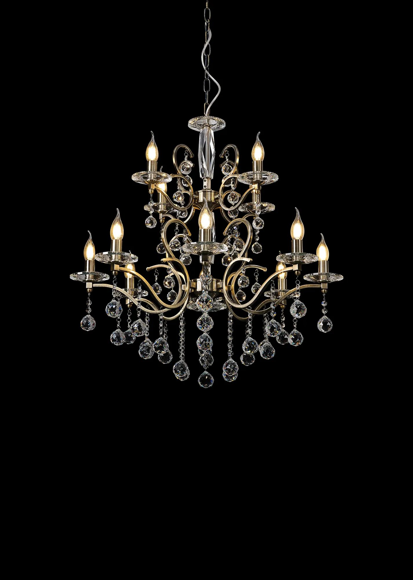 Zinta 12/22Lt, 2/3 Tier Crystal Chandelier - Various Finishes - Image 2