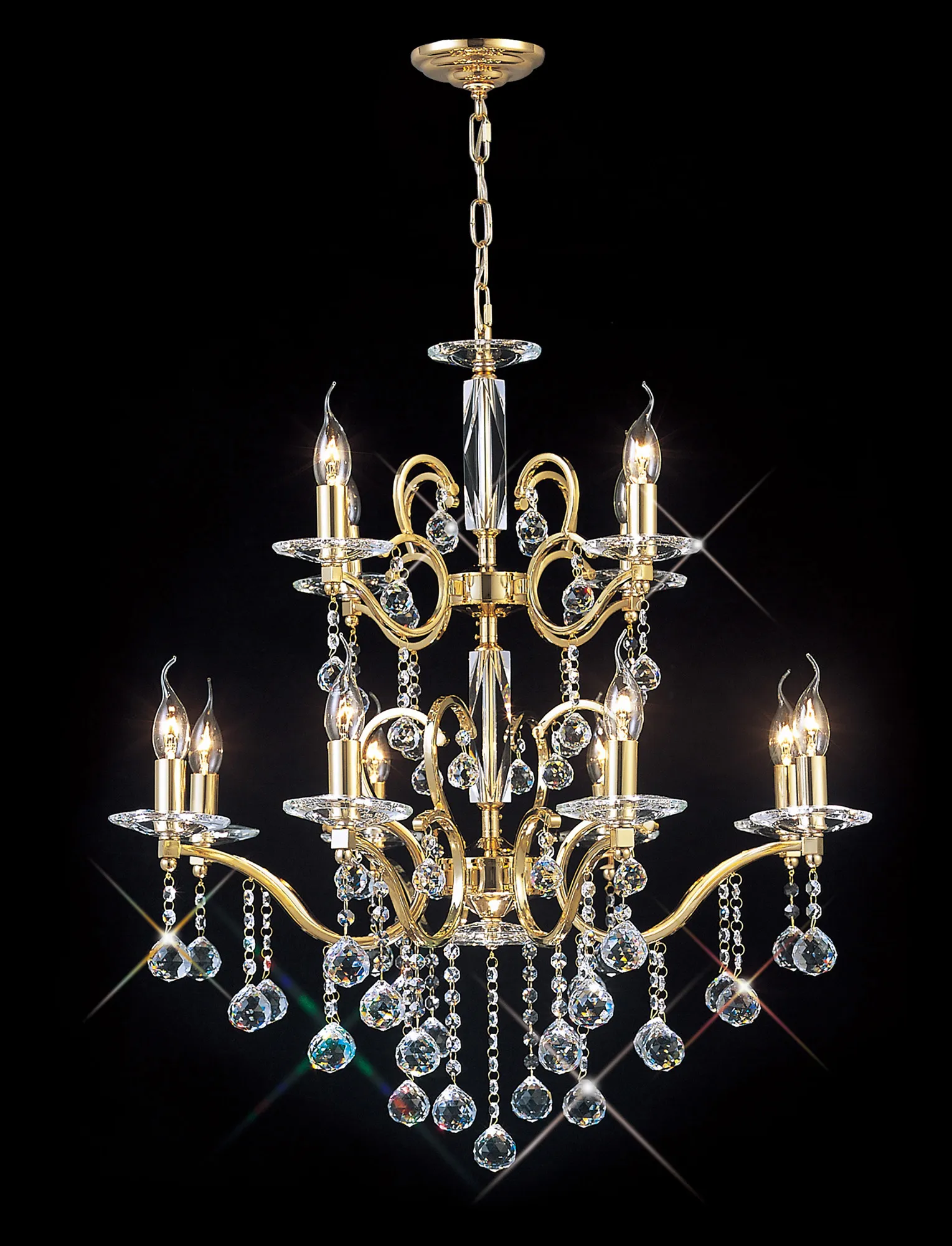 Zinta 12/22Lt, 2/3 Tier Crystal Chandelier - Various Finishes - Image 3