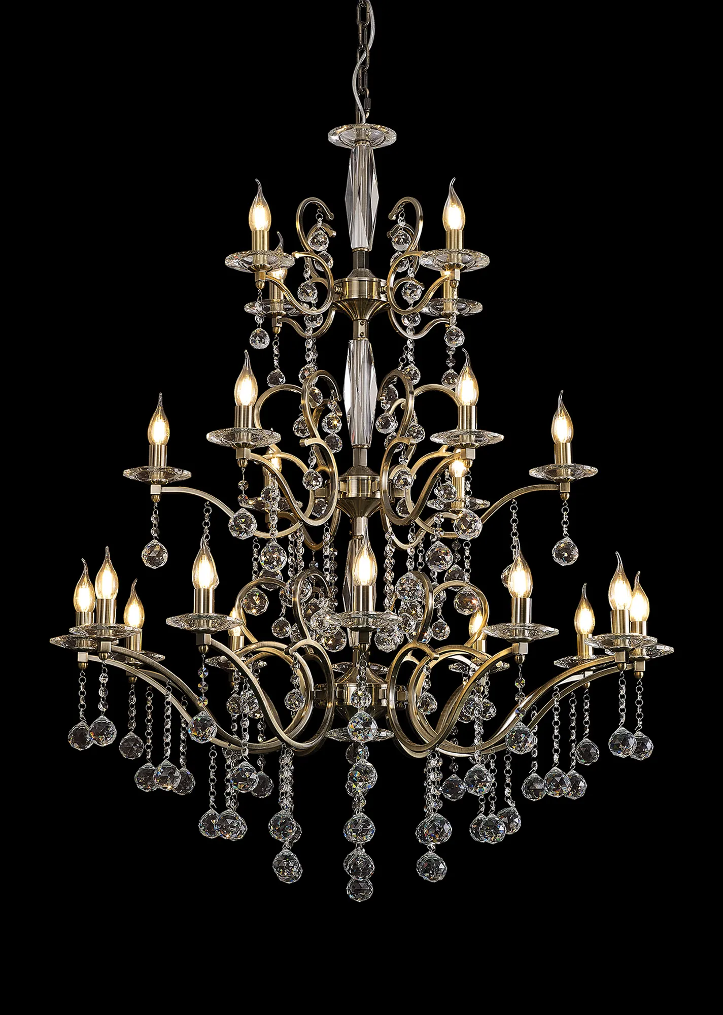 Zinta 12/22Lt, 2/3 Tier Crystal Chandelier - Various Finishes - Image 4