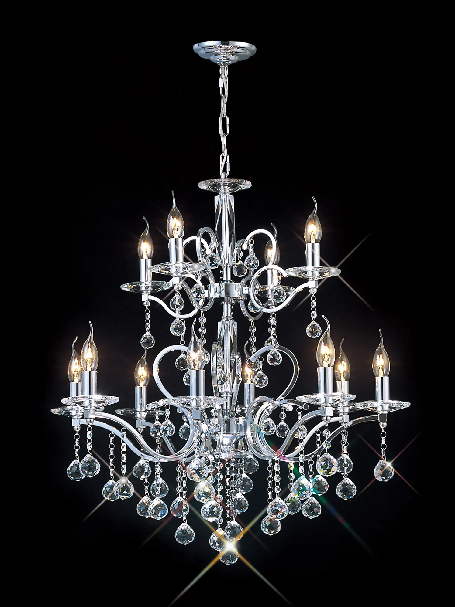 Zinta 12/22Lt, 2/3 Tier Crystal Chandelier - Various Finishes - Image 6