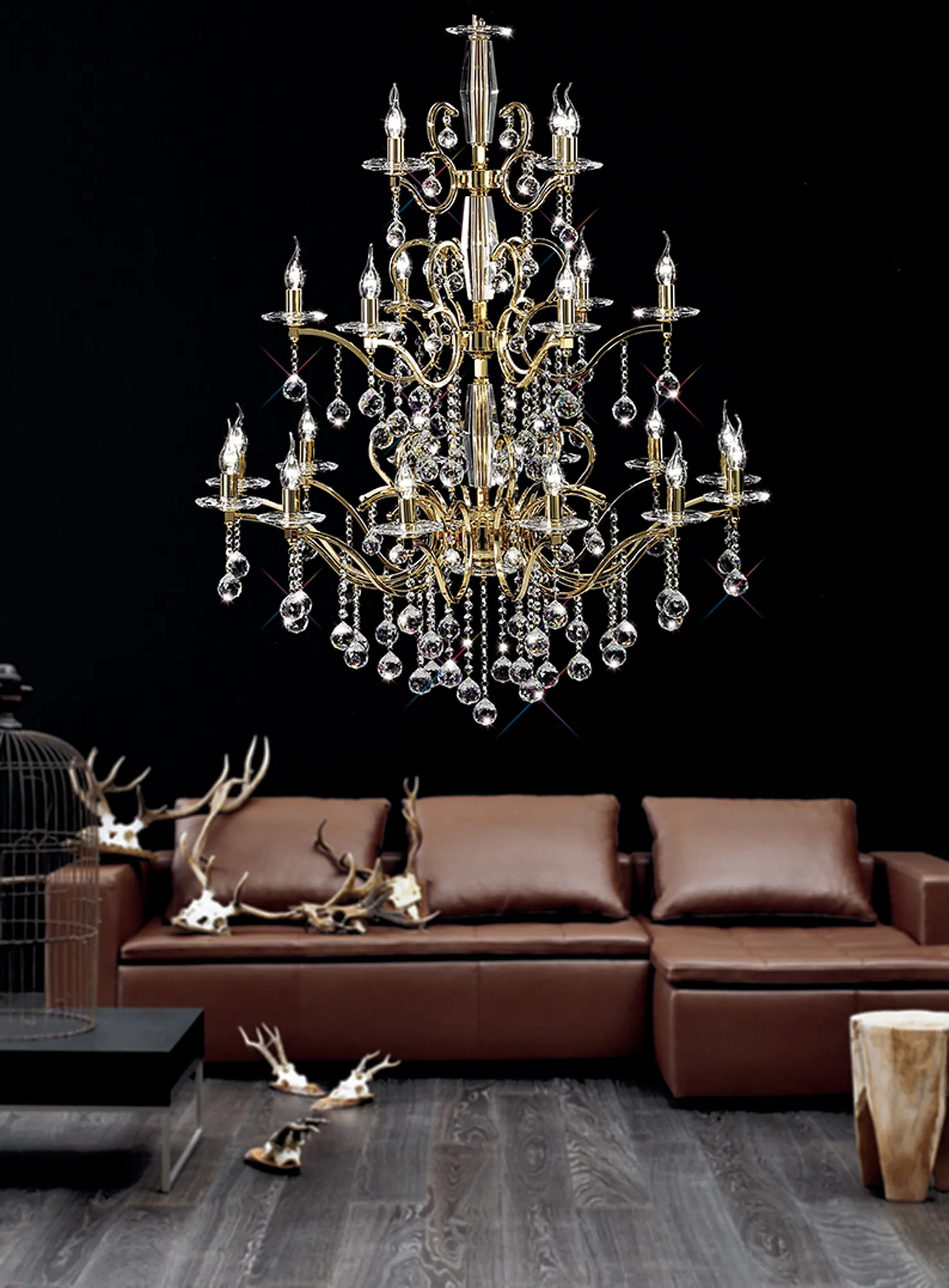 Zinta 12/22Lt, 2/3 Tier Crystal Chandelier - Various Finishes - Image 7