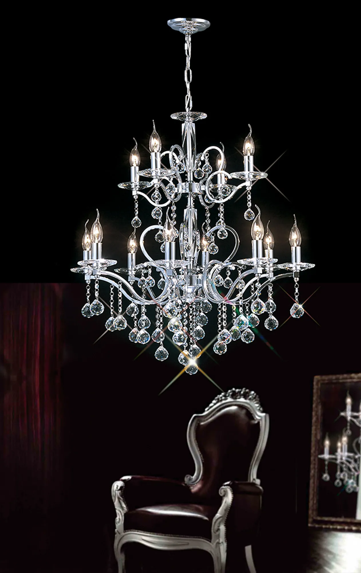 Zinta 12/22Lt, 2/3 Tier Crystal Chandelier - Various Finishes - Image 8