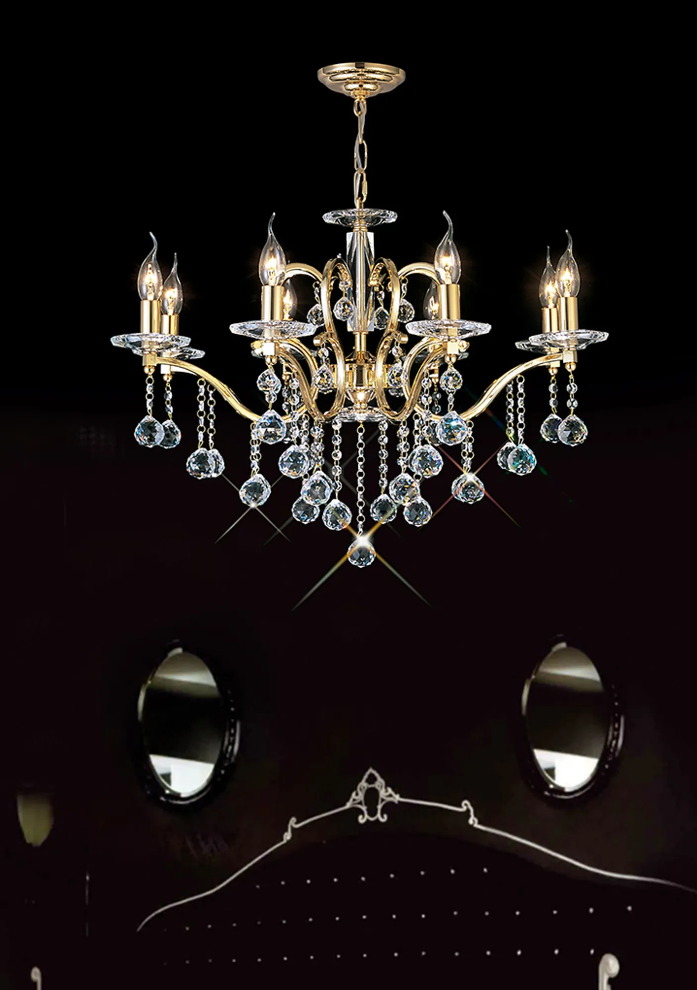 Zinta 8Lt Crystal Chandelier - Various Colours - Image 13