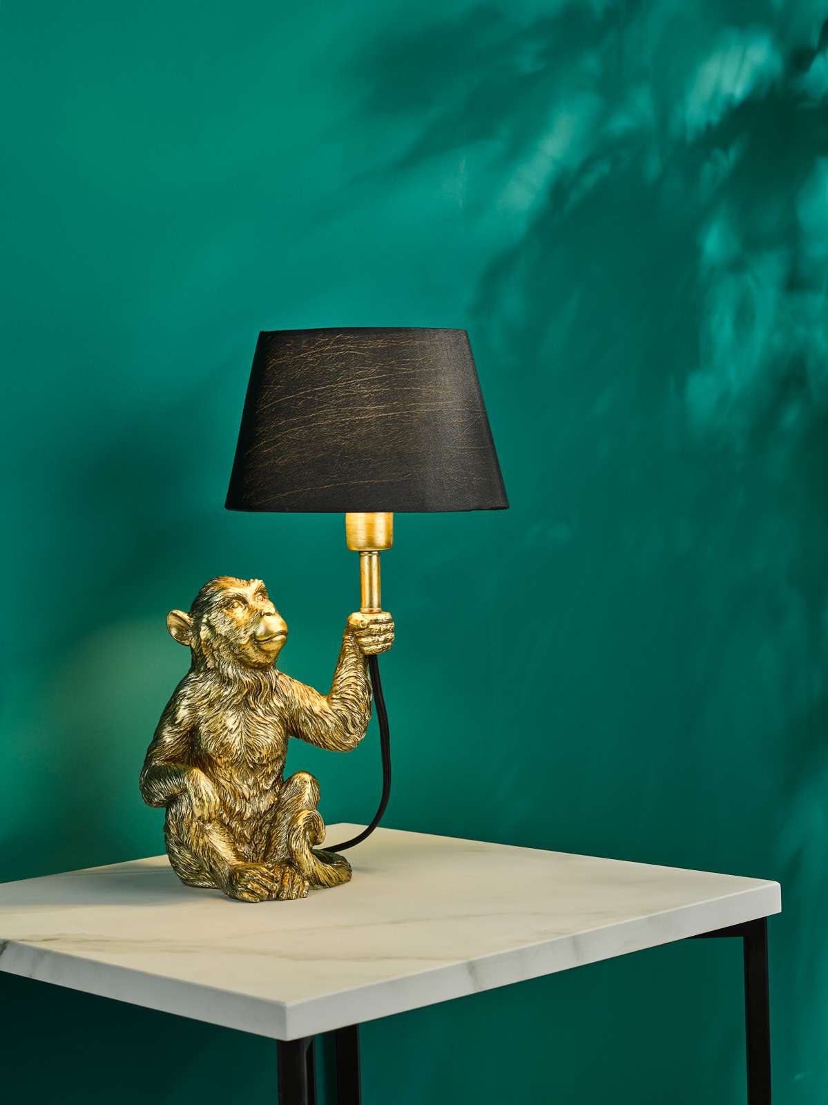 Zira Monkey Table Lamp Gold With Shade E14 - Image 4