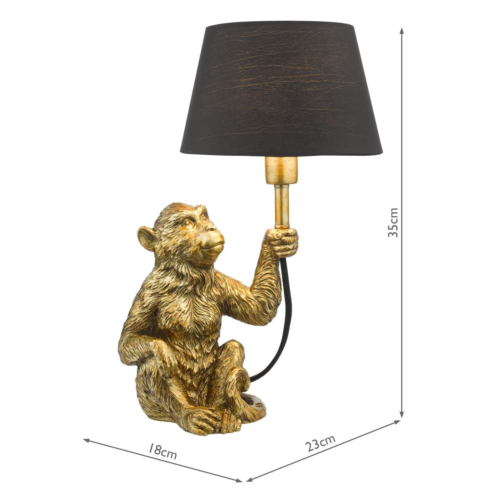 Zira Monkey Table Lamp Gold With Shade E14 - Image 5