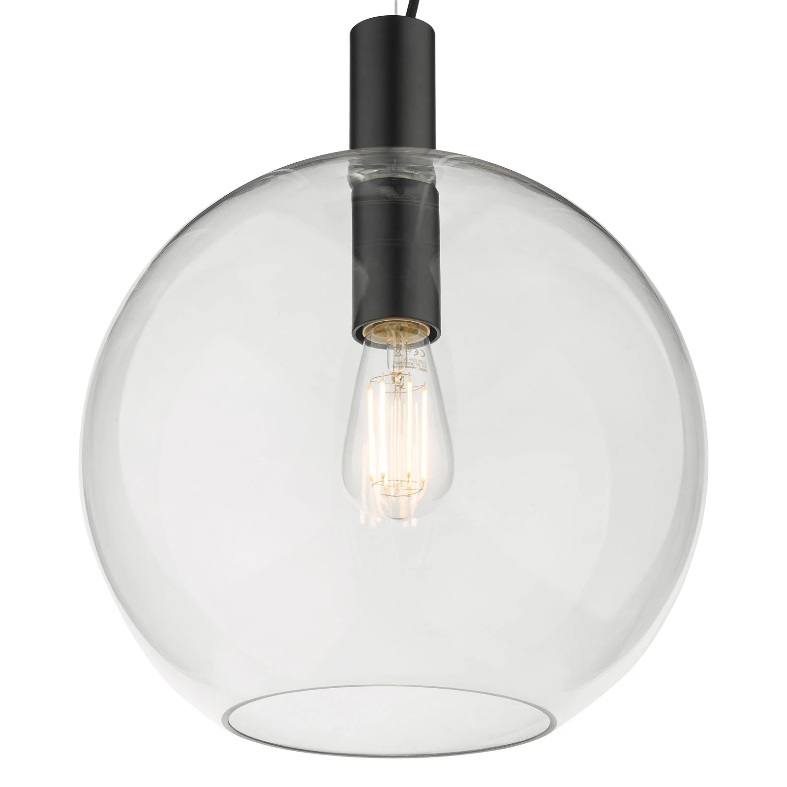 Zula 1 Light Single Pendant - Matt Black & Glass Finish - Image 2