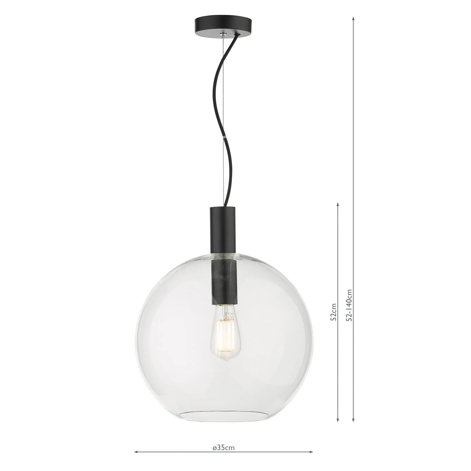 Zula 1 Light Single Pendant - Matt Black & Glass Finish - Image 4