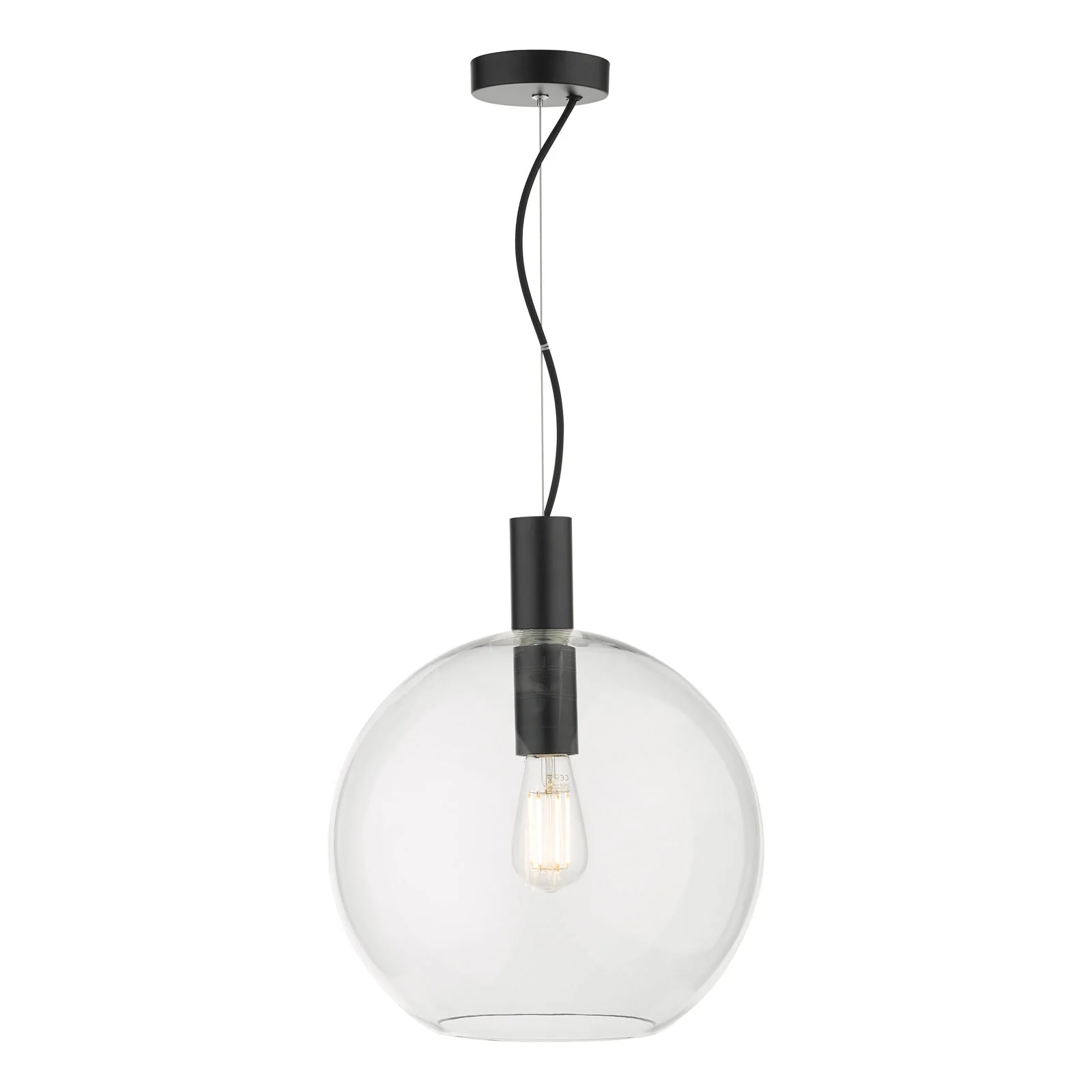 Zula 1 Light Single Pendant - Matt Black & Glass Finish - Image 5
